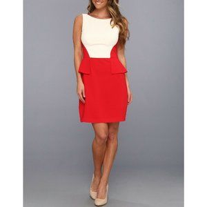 MAX & CLEO Ivory & Red Peplum Dress